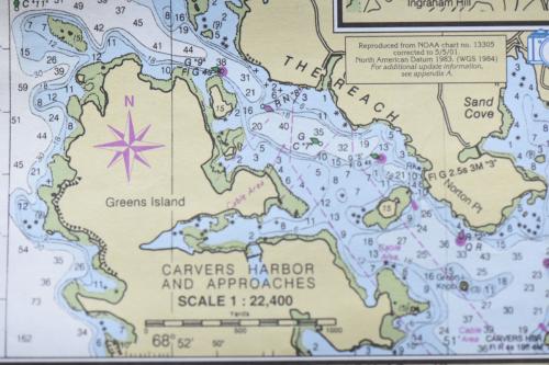 A detailed nautical chart of the location